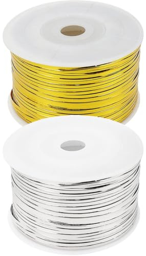 UKCOCO Liens Torsadés Métalliques Réutilisables 2 Bobines 100 Mètres pour Paquet Alimentaires, Attaches pour Sachets de Bonbons et Pochons de Dragées, Usage Domestique et Professionnel
