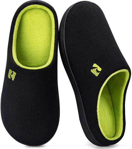 RockDove Chausson en Mousse à Mémoire de Forme à Deux Tons pour Homme, 44/45 EU, noir et vert lime