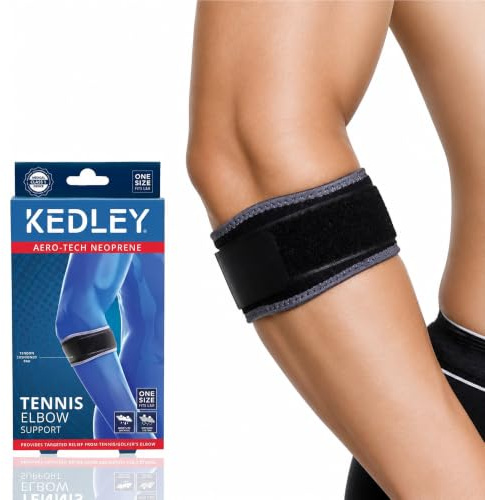 Tennis Elbow Brace/Golfer’s Elbow Support Strap Single Pack - Medical Grade Forearm Compression Band for Tendonitis & Epicondylitis - Adjustable Lightweight Elbow Brace for Sports