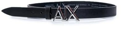 Armani Exchange Women's, Essential, silver metal logo, Belt Black, 85