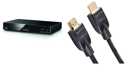 Panasonic DMP-BD84EG-K Lecteur Blu-Ray 2D Noir & Amazon Basics Câble HDMI 2.0 Haut débit Compatible Ethernet / 3D / Retour Audio, 4K Ultra HD [Nouvelles Normes] 3 m