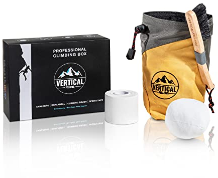 Professional Climbing Box mit Chalkbag Chalkball Climbing Brush und Sportstape in Mustard Yellow