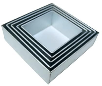 5 Tier Square Baking Pan Set Multilayer Cake Molds For Birthday Anniversary Wedding 6,7,8,9,10 Inch - All 3 Inch Deep