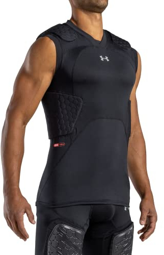 Under Armour Gameday Pro 5-Pad Football Compression Top, with UA HeatGear & McDavid HEX Technology, Moisture Wicking Protection (Youth)