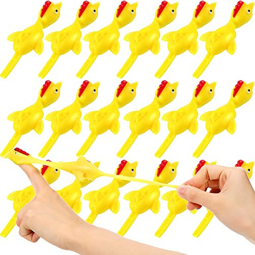 URCHUZE Lot de 20 Poulets Volants Extensibles, Jouets en Caoutchouc pour Enfants, Gadgets de Bureau Extensibles, Jouet Amusant, Poulets Volants Extensibles, Poulet catapulte
