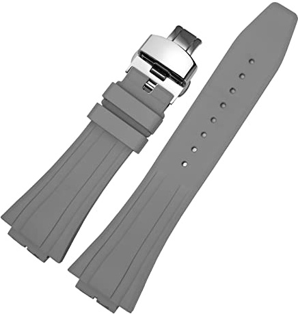 MOD Kit Kompatibles Fluorkautschuk-Armband modifiziertes Gummi-Armband für Casio für G-shock Herren GM2100 GM-2100B Uhrenzubehör mit Werkzeug (graues Armband + silberfarbene Schnalle)