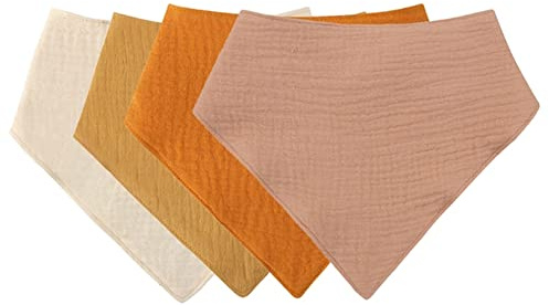 BYNYXI 4 paños de muselina para bebé recién nacido, 42 cm x 29 cm, de algodón, para bebé, pañuelo triangular, toalla de muselina, toalla de gasa suave, pañuelo para bebé, muselina para niños, niñas