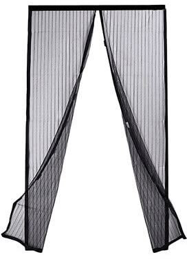 MIFAH Magnetic Magic Door Curtain Mesh Protection Mosquito Bug Fly Insect Net Screen Magnetic Curtain Screen Door Heavy Duty Mesh Mosquito Fly Bug Insect Net (210 x 49.5cm per Panel) (Black)