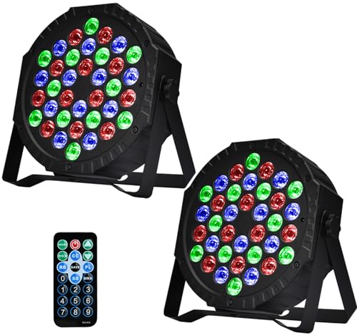 LED Par Strahler 36 LED Bühnenlichter RGB Partylicht mit Fernbedienung Disco Licht Lichtshow für DJ Bar Band Stage Musik Party Hochzeit Halloween Weihnachten (2er Pack)