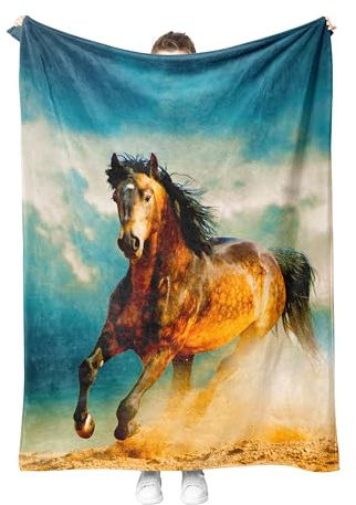 Couverture Douillette pour Cheval,Couverture de Cheval 3D,couvertur de canapé pour Adolescents, Adultes, Style campagnard Rustique pour lit. (Style 3, 150x200 cm)