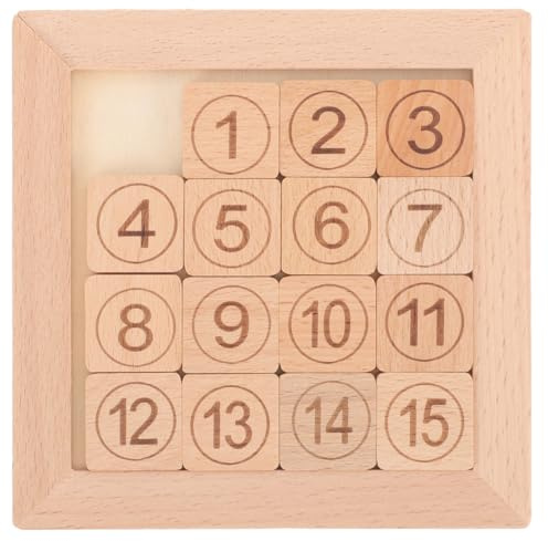 Garneck Puzzle deslizante de madera con 15 números - juguete educativo para - promueve habilidades de pensamiento y habilidades matemáticas juego de deslizamiento ideal para niños y niñas