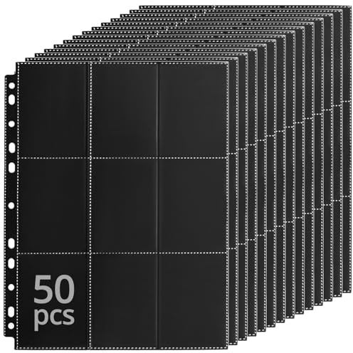 QWORK® 900 Raccoglitore Carte Collezionabili, 50 Pagine Doppie 18 Pagine Tascabili per Carte da Gioco e Carte Sportive, Nero