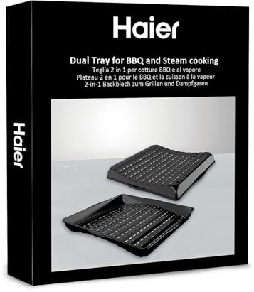 Bandeja Haier 2 en 1 para hornos: versátil bandeja para barbacoa y cocción al vapor con diseño cóncavo/convexo único, amplía tus posibilidades de cocción, 320 x 376 mm