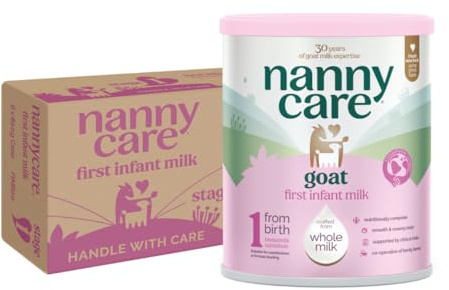 Nannycare Goat Based First Infant Milk – Stage 1 (From Birth) | Baby Powder from Whole Goats Milk | Nutritionally Complete Formula for Combination or Bottle Feeding – 800g (6 Pack)