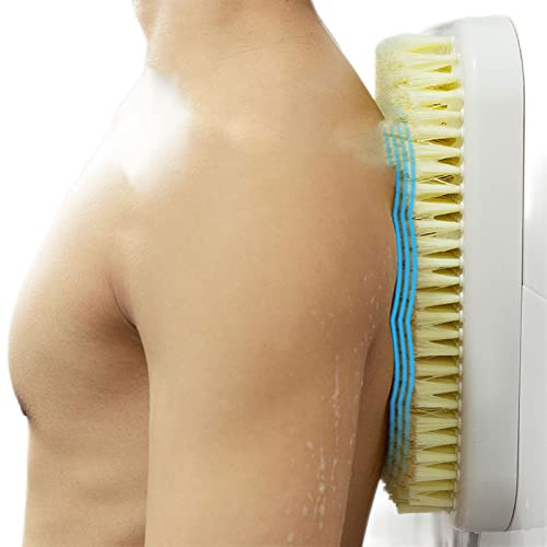 Limpiador de espalda montado en la pared para ducha, cepillo corporal exfoliante, arandela trasera de silicona manos libres para limpieza profunda y masaje, adecuado para hombres y mujeres