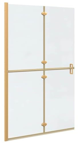 vidaXL Panel de Ducha a RAS de Suelo Dorado 120 x 6,5 x 190 cm, División Moderna para baño, Vidrio Templado, Ducha de Lujo, Pared Rectangular, Divisor de Aluminio, Espacio eficiente