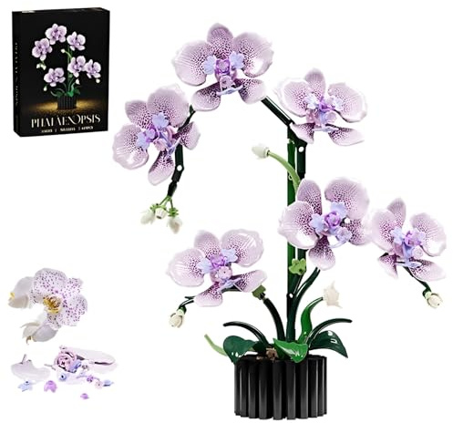 Kit de blocs de construction de fleurs d'orchidée violette, 619 pièces, modèle de la collection botanique pour décoration d'intérieur, ensemble de briques florales artificielles, excellent cadeau pour