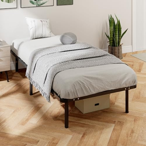 HOMCOM Cadre de lit 90 x 190 cm Lit Simple avec Sommier à Lattes Bois Noir