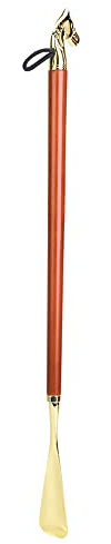 Tnfeeon Calzador de Madera Hecho a Mano, Largo de Madera de Haya, Diseño Ergonómico de Cabeza de Caballo para un Fácil Acceso a los Zapatos (Calzador cabeza caballo marrón 55CM)