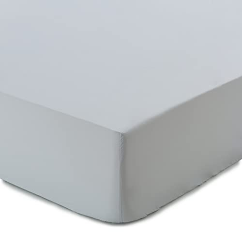 URBANARA Spannbettlaken Perpignan – 140cm x 200cm x 28cm, Hellgrau, 100% gekämmte Baumwolle – Bettlaken, Baumwoll-Laken, Perkal-Bettlaken, Betttuch, Haustuch