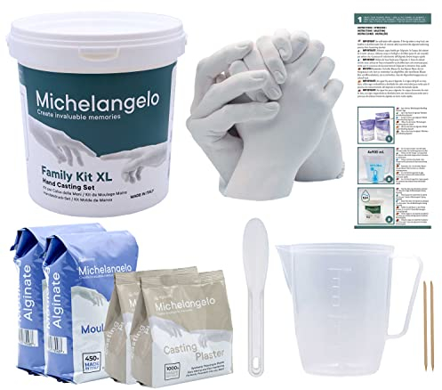 Algaplay Michelangelo KIT 3D Handabdruck Set für Paare – Gipsabdruck Hände - Partner und Pärchen Geschenke für Frauen und Männer als Hochzeitstag, Jahrestag Geschenk für Sie und Ihn (Family KIT)