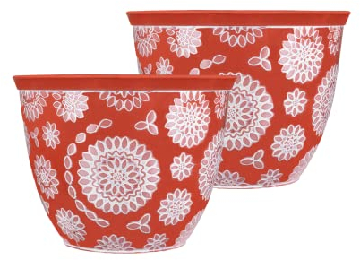 SG Traders Pack Of 2 X-Large Plastic Round Chengdu Garden Plant Pots Planter Indoor Outdoor Pots Top Diameter Flower Pot with Drainage Holes, Beautiful Planters for Your Garden Needs (30, 36, 40cm)