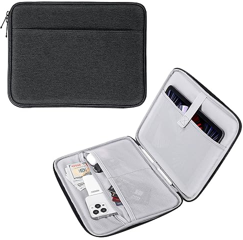 MoKo 9-11 Tablet Tasche Hülle für 11 Zoll iPad Air M2 2024, iPad Pro 11 M4 2024, iPad Air 5/4/3/2/1, iPad 10th/9/8/7 Gen 10,2, Galaxy Tab S9 11 2023, Polyester Schutzhülle mit Fächer, Schwarz+Grau