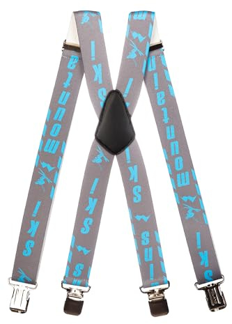 Olata Bretelle Elastiche a Forma di X e Y, Regolabili, per Salopette da Sci (Grigio/Blu). X-Forme (5-12 Anni)