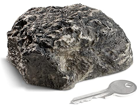 com-four® Schlüsselstein medium hill - Steinimitat mit Geheimfach - Kunstgestein für Geocaching - Schlüsselversteck in Stein-Optik - Steinattrappe - künstlicher Findling