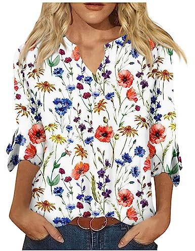 Tatouage Tee Shirt Hauts Taille Plus pour Femmes Manches 3/4 Chemise en Jean Femme Cintree Jean Chemise Femme Tee Shirt Hip Hop Chemise Rouge Bordeaux Chemisier Cerise Femme Blouse Transparente