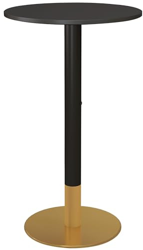HOMCOM Table de Bar Ronde Table de Bistro Mange-Debout Table de Cuisine Style Contemporain Cadre en Acier dim. 60L x 60l x 102H cm Noir