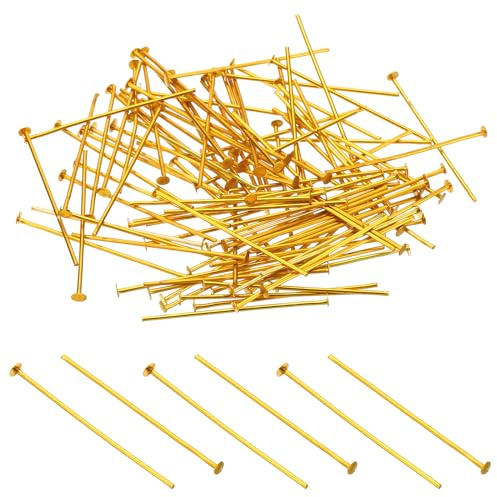 PATIKIL 1.57x0.12 Aluminium Chandelier Connector Pins, 500Pcs Chandelier Crystal Clips for Fastening Crystals Parts, Chandelier Replacements, Gold