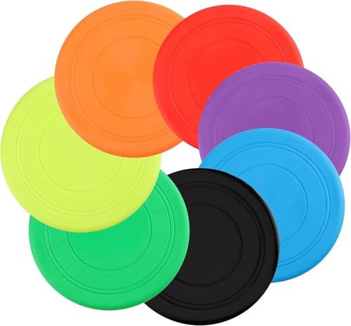 SHSHbuy 7 Pièces Frisbee Jouet pour Chiens Lancer de Chien Disque Volant en Caoutchouc pour Lancer de Chien,Formation,Jouer et Attraper 18CM