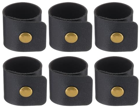 PATIKIL Anillos de Servilleta, 6 Unidades de Anillos de Cuero para Servilletas, Soporte Rústico para Decoración de Mesa, Decoración de Acción de Gracias, Bodas, Negro
