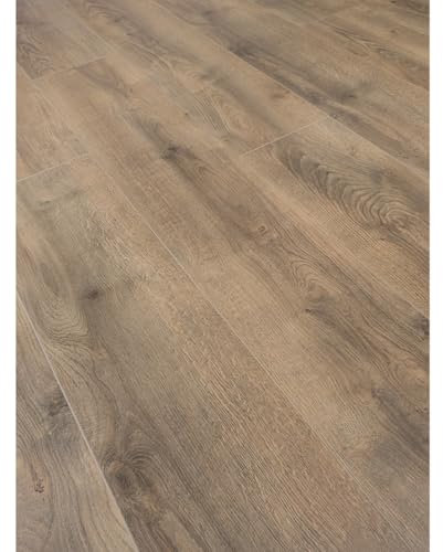 Zodia Albit Oak Grey Beige D4538 Wood Effect Click Laminate Flooring-Plank (12mm),For Home (All Room) & Commercial Use, Suitable for Underfloor Heating-Covers 1.33sqm(Single Pack Contains 5 Planks)