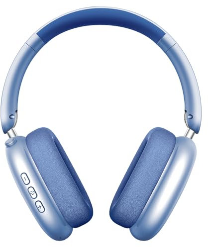 Wentronic Y01 Wireless Over Ear Headphones, Noise Canceling Bluetooth 5.3 Headphones with Microphones,Hi-Res Audio,48H Playtime,Foldable,Breathable Soft Earpads for iOS/Android/Samsung/PC-Blue