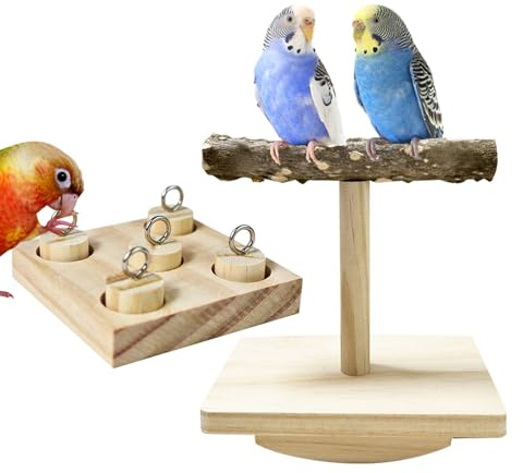 WishesMar Juguetes de Adiestramiento de Aves Juego de 2 Piezas Set de Entrenamiento y Actividad para Pajaros con Se Sacudirá Las Puestos de Pie y Juguete de Reconocimiento de Bloque
