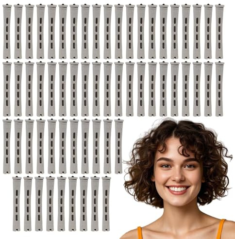 Confezione da 60 aste arricciacapelli lunghe, grigie, facili da usare, durevoli, design non riscaldato per bellissimi ricci, onde e volume, 1,5 x 8,3 cm