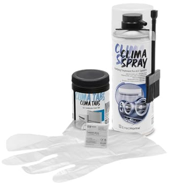 ERRECHOME Cleaning Kit for Air Conditioners, includes Clima Spray PRO Air Conditioner Cleaner with Hard Bristle Dispenser Brush, Clima Tabs 40 Tabs for A/C Condensate Drain,Disposable Gloves