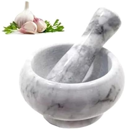 MINI MORTAIO CON PESTELLO IN MARMO CHIARO DIAMETRO INTERNO 65 mm