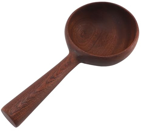 Wooden Water Ladle, 4.3 Inch Large Wood Kitchen Scoop Ladle for Flour Sugar Coffee Beans, Multipurpose Soup Serving Spoon Bath Scoop for Cooking Stirring, Bath Salt, Canisters Flour