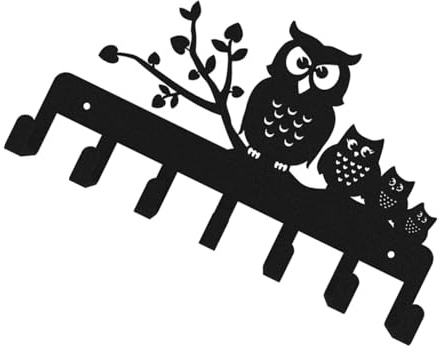 jojofuny Patère Murale Porte-manteau En Fer Forme Hibou, Robuste Et Décorative, Finition Métal Noir, Pour Salon Chambre Salle De Bain La Cuisine, Porte-clés Suspendu Fonctionnel
