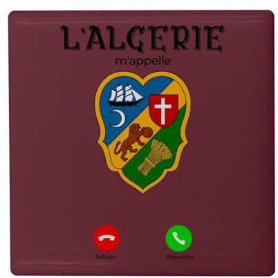 Fyrkantig keramisk kylmagnet - Algeriet kallar mig resekultur alger - format 5 x 5 cm dekorativ magnet souvenir för kylskåp och magnetisk tavla, tryckt i Frankrike