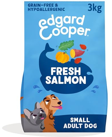 Edgard & Cooper Pienso para Perros Adultos Mini, Salmón Fresco (3kg), Comida Perro Seca Hipoalergénica, Los Ingredientes Naturales, con Equilibrio de Fibra añadido