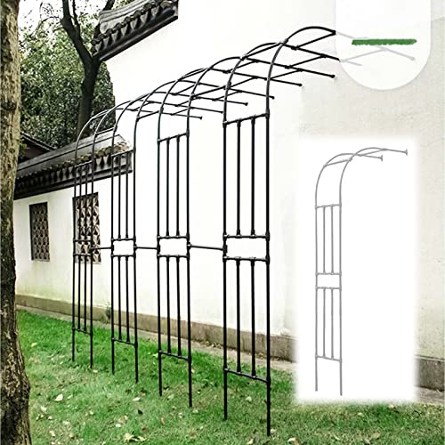 Arco de jardín con planta de metal negro, medio arco, enrejado de pared para jardín, arco, arco, rosas trepadoras, vides, soporte blanco, fácil de montar/blanco/180 x 240 cm