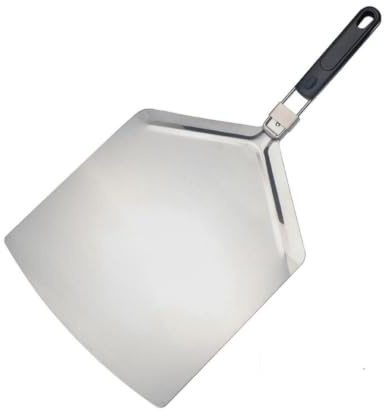 KQFCAZRE Pala Pizza con Mango Plegable Metálica Utensilio Ligera para Pizzeros, Pala De Pizza De Aluminio, Grande, Cuadrada, Con Mango De Goma Y Caja De Cartón