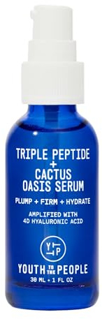 Youth To The People Triple Peptide + Cactus Oasis Face Serum - 4D Hyaluronic Acid Hydrating Serum + Skin Firming Peptides for Face & Malachite Minerals - 3-in-1 Face Tightening Facial Serum (1oz)