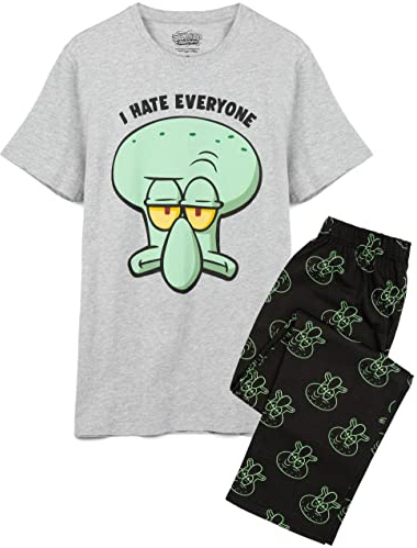 Spongebob Squarepants Herren Pyjamas Erwachsene Squidward PJs L