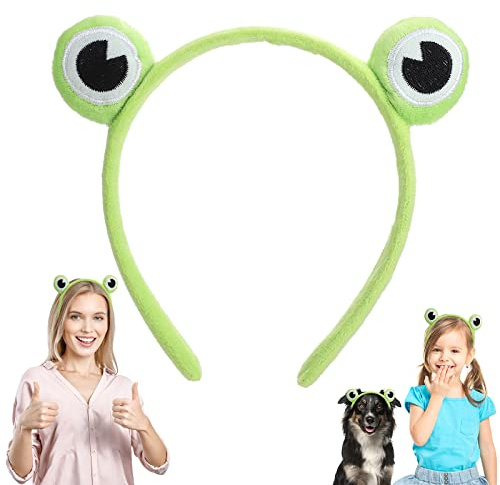 WLLHYF 1 Pz Cute Rana Spa Fascia per Testa Cerchio Occhio di Rana Elastico Trucco Fascia per Capelli per Lavare il Viso Divertente Copricapo per Ragazze Donne Yoga Cura della pelle