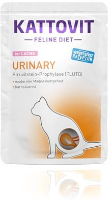 KATTOVIT - Urinary Nassfutter für Katzen | Katzen-Nassfutter als Alleinfuttermittel im Frischebeutel. Diätfutter für ausgewachsene Katzen mit Harnwegserkrankungen |24 x 85g Lachs